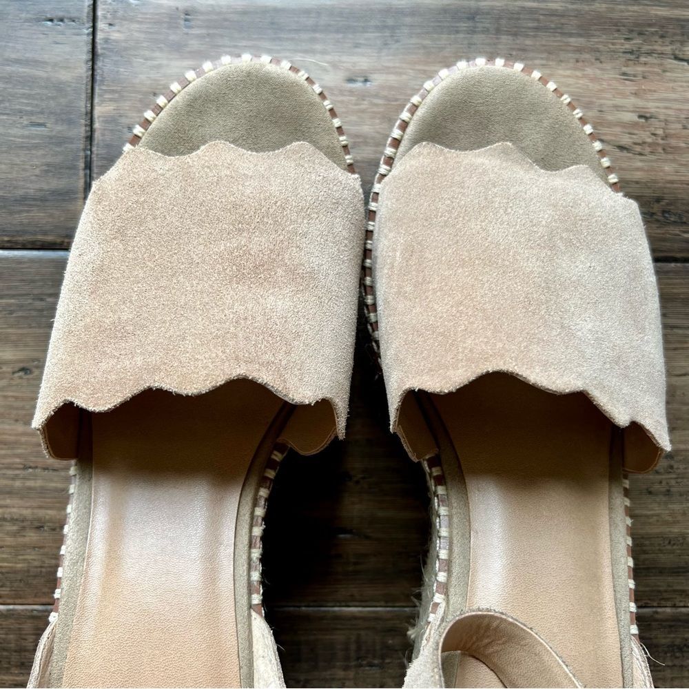 CROWN VINTAGE Daffodil Espadrille Platform Wedge Sandal Heel Tan Suede Size 10 - Picture 6 of 16